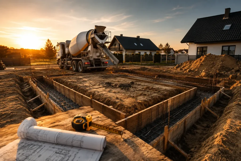 Ile betonu zamówić na ławy fundamentowe? Prosty sposób liczenia m³